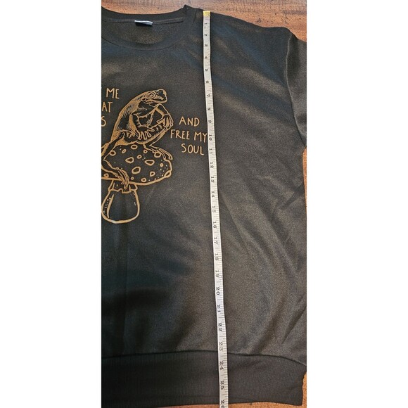 Frog & Mushroom Give Me The Beat Boys Print Crew Neck Sweatshirt Black Size L - Picture 12 of 12